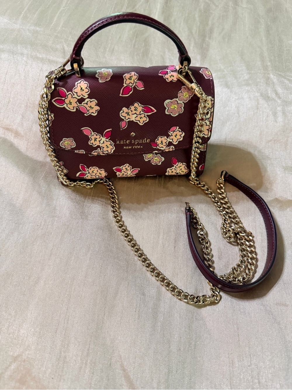 kate spade Floral Mini Crossbody Satchel - Burgundy & Pink